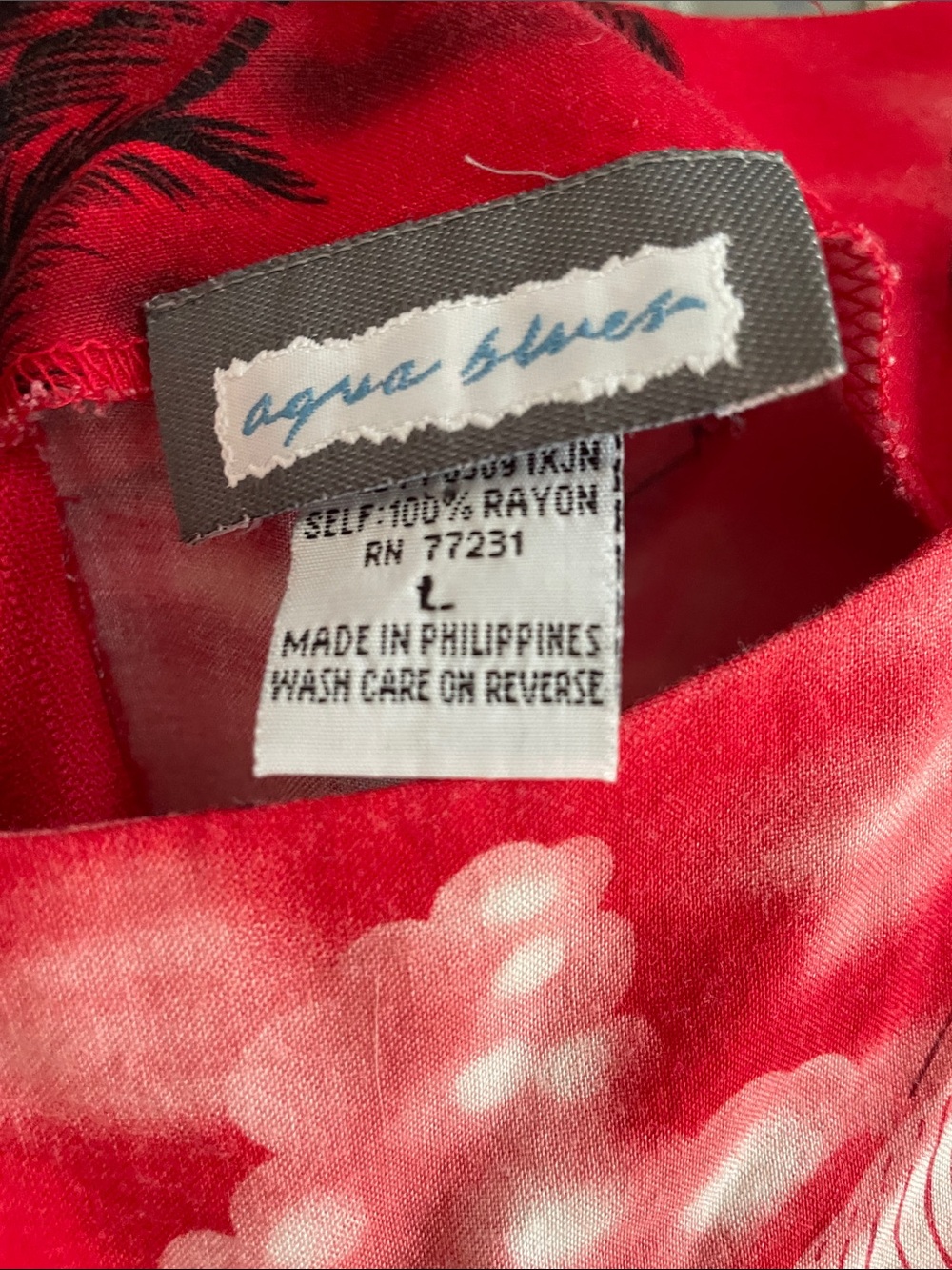 Red Tropical Slip Dress with Palm Print - Picture 4 of 7